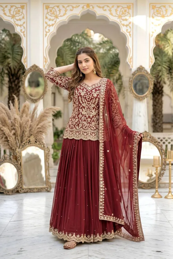 Maroon_Faux_Georgette_Lehenga_Choli_For_Women
