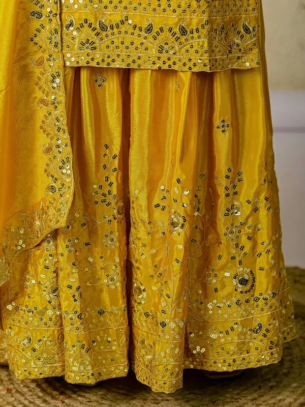 Yellow_Chinon_Silk_Kurta_Sharara_Set_For_Women