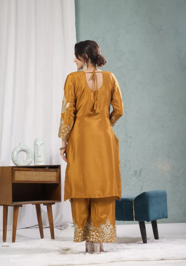 Mustard_Yellow_Chinon_Silk_Kurta_Set_For_Women