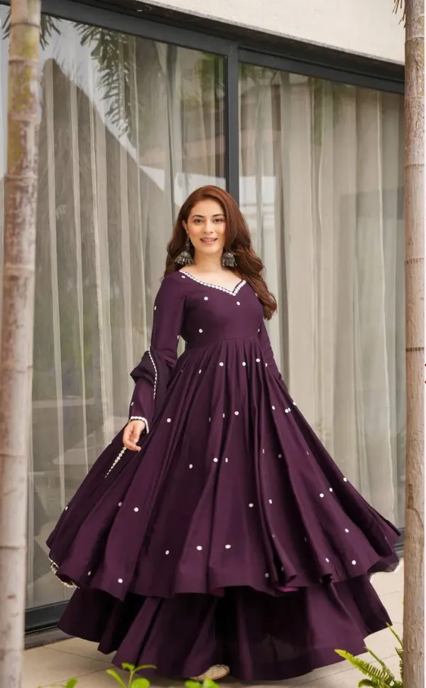 Wine_Roman_Silk_Anarkali_Suit_Set_For_Women