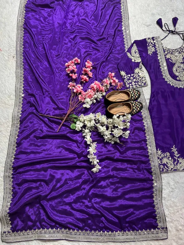 Violet_Chinon_Silk_Kurta_Set_For_Women