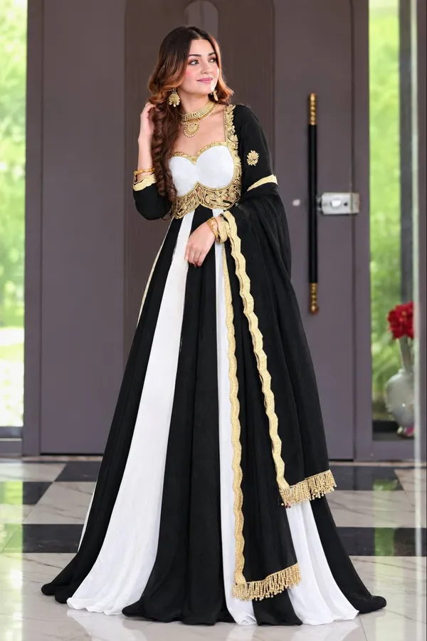 Women’s_Black_&_White_Embroidered_Anarkali_Gown_with_Golden_Lace_Dupatta_–_Designer_Party_Wear_Ethnic_Dress