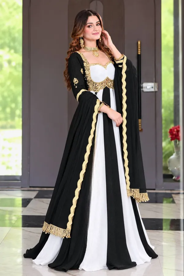 Women’s_Black_&_White_Embroidered_Anarkali_Gown_with_Golden_Lace_Dupatta_–_Designer_Party_Wear_Ethnic_Dress