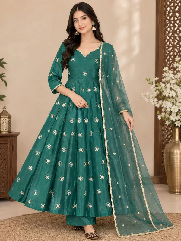 Green_Simar_Silk_Anarkali_Suit_Set_For_Women