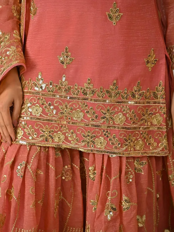 Orange_Crunchy_Silk_Sharara_Set_For_Women