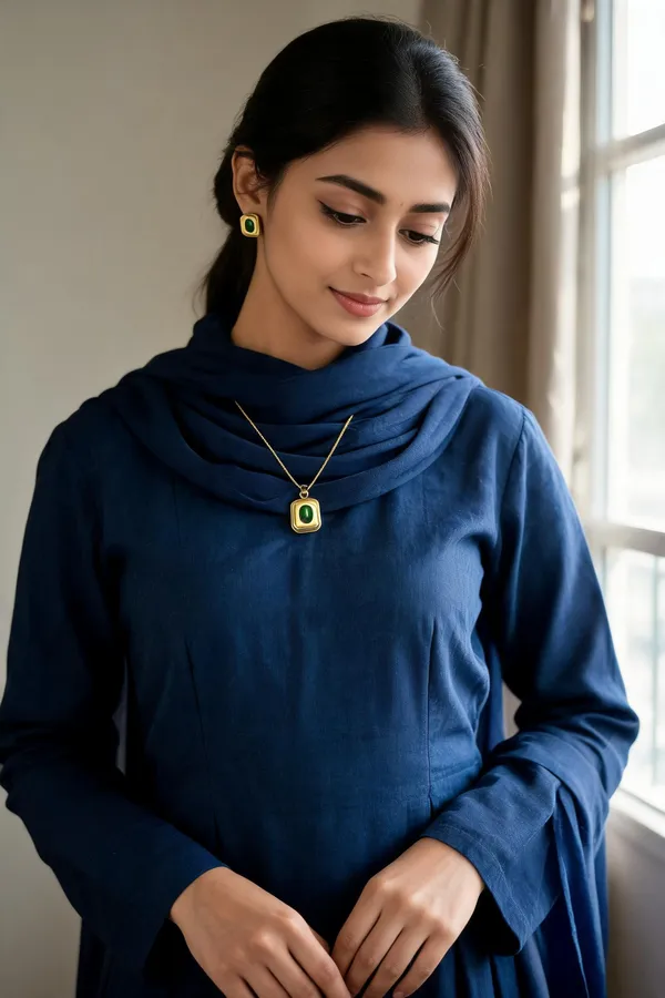 Gold_Green_Alloy_Geometric_Stone_Necklace_And_Earrings_Set_For_Women