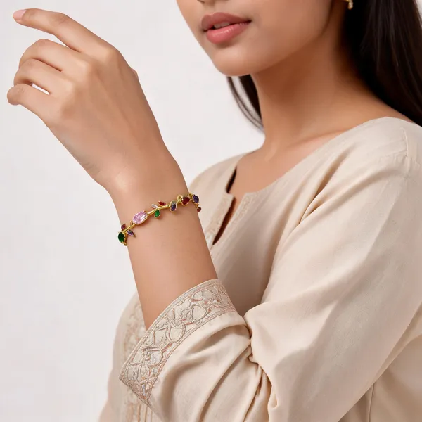 Gold_Multicolor_Alloy_Vine_Stone_Bracelet_For_Women