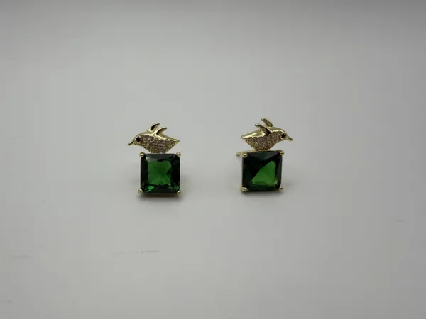 Green_Alloy_Dolphin_Square_Stud_Earrings_For_Women