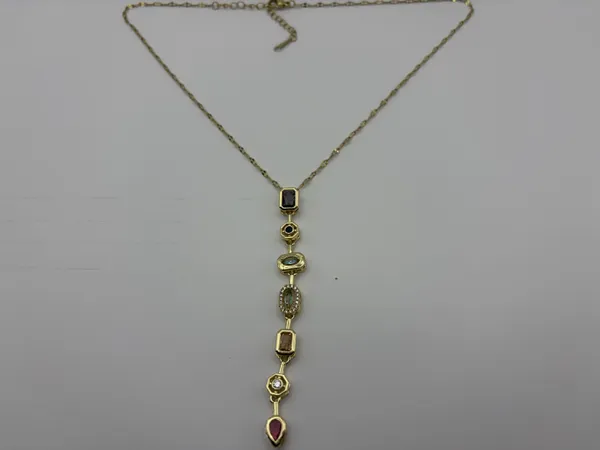 Gold_Alloy_Geometric_Teardrop_Pendant_Necklace_For_Women