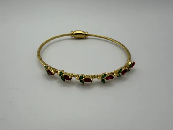 Multicolor_Alloy_Red_Green_Stone_Bracelet_For_Women
