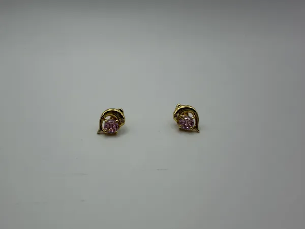 Gold_&_Purple_Alloy_Stone_Stud_Earrings_For_Women