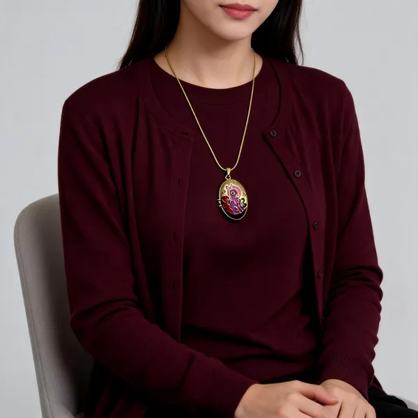 Gold_&_Pink_Alloy_Floral_Pendant_Necklace_For_Women