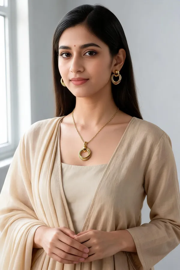 Gold_Alloy_Circular_Pendant_Necklace_And_Earrings_Set_For_Women