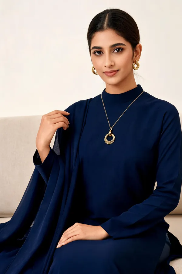 Gold_Alloy_Circular_Pendant_Necklace_And_Earrings_Set_For_Women