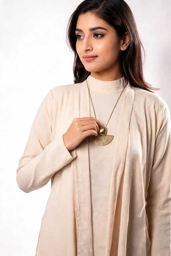 Gold_Alloy_Textured_Geometric_Statement_Pendant_Necklace_For_Women