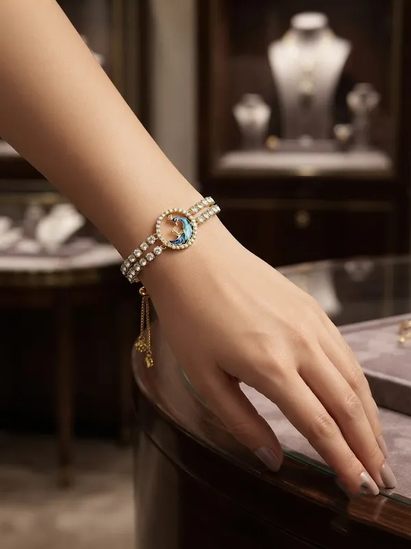 Gold_Alloy_Peacock_Charm_Bracelet_For_Women