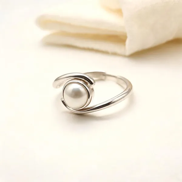 Silver_Pearl_Accent_Adjustable_Open_Band_Ring_For_Girls