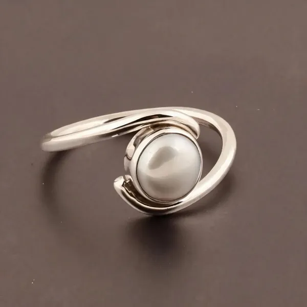 Silver_Pearl_Accent_Adjustable_Open_Band_Ring_For_Girls