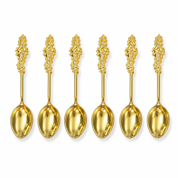 Metal_Gold-Tone_Ornate_Floral_Pattern_Spoon_Set