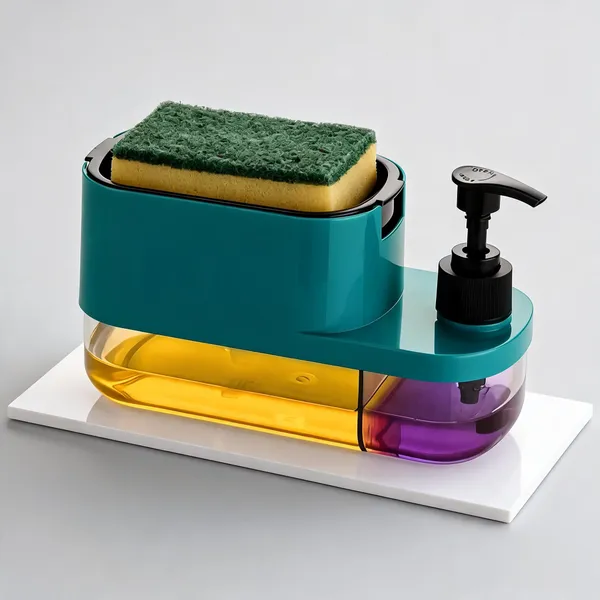 Plastic_Modern_Sponge_Holder_With_Soap_Dispenser
