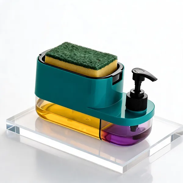 Plastic_Modern_Sponge_Holder_With_Soap_Dispenser