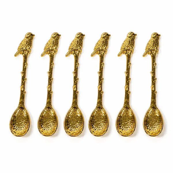 Metal_Gold-Tone_Bird_Motif_Handle_Spoon_Set