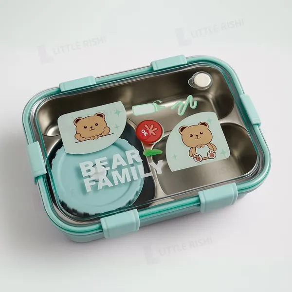 Stainless_Steel_Bear_Themed_Teal_Lunch_Box