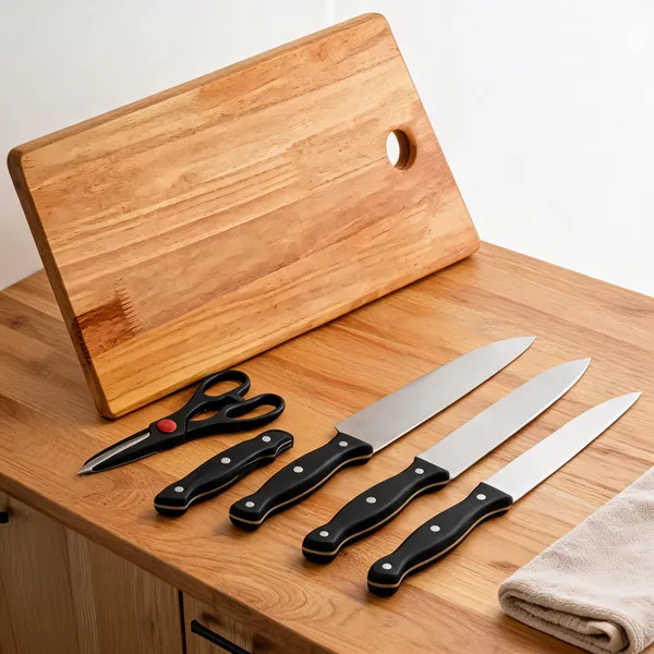 Wood_Stainless_Steel_Kitchen_Knife_Scissors_And_Chopping_Board_Set