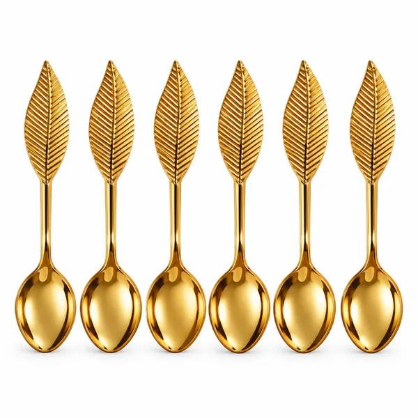 Metal_Gold-Tone_Leaf_Pattern_Table_Spoon_Set
