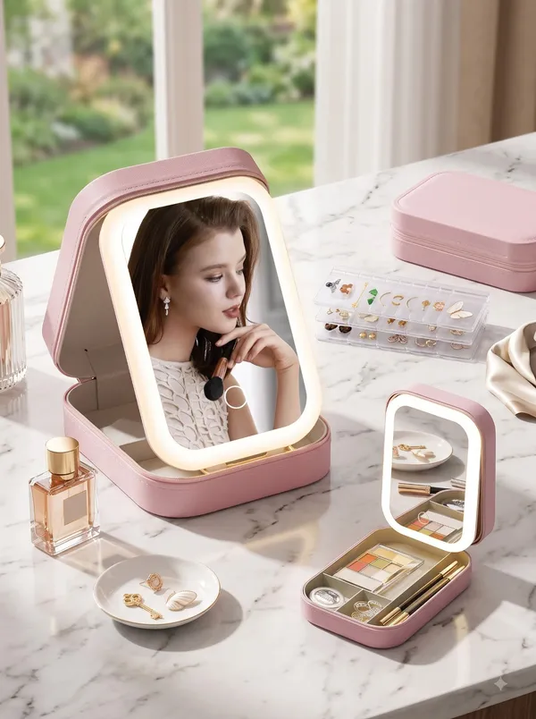 Pink_Hard_Shell_Illuminated_Makeup_Case_With_Mirror