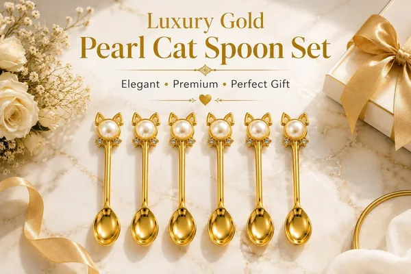 Metal_Gold-Tone_Cat_Pearl_Handle_Spoon_Set