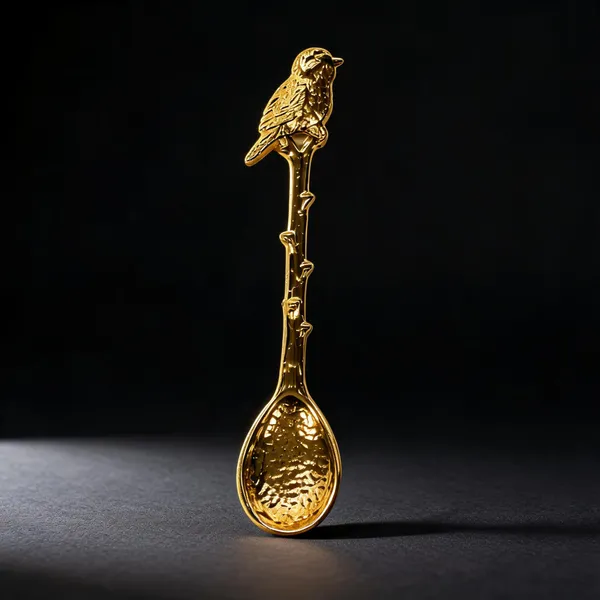 Metal_Gold-Tone_Bird_Motif_Handle_Spoon_Set