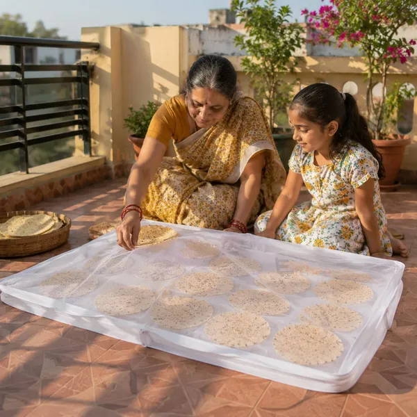 White_Flat_Papad_Drying_Sheet