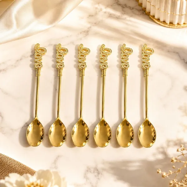 Metal_Gold-Tone_Ornate_Textured_Handle_Teaspoon_Set