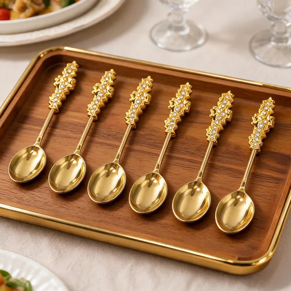 Metal_Gold-Tone_Ornate_Floral_Pattern_Spoon_Set