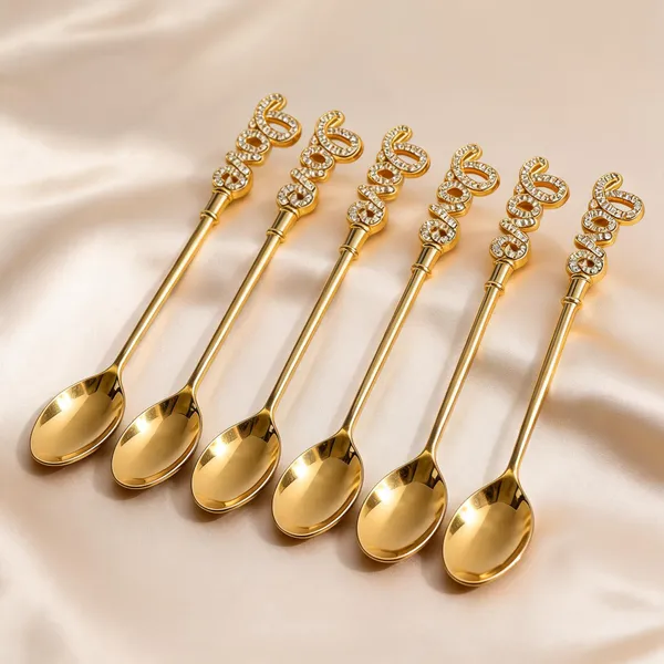Metal_Gold-Tone_Ornate_Textured_Handle_Teaspoon_Set