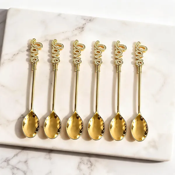 Metal_Gold-Tone_Ornate_Textured_Handle_Teaspoon_Set