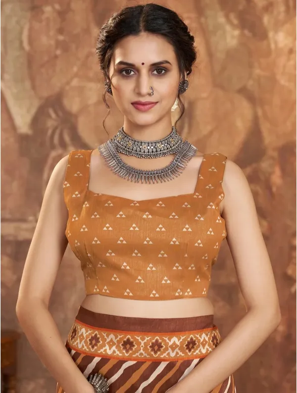 Brown_Printed_Saree_For_Women