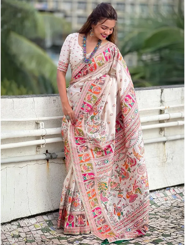 Cream_Printed_Ethnic_Saree_for_Women