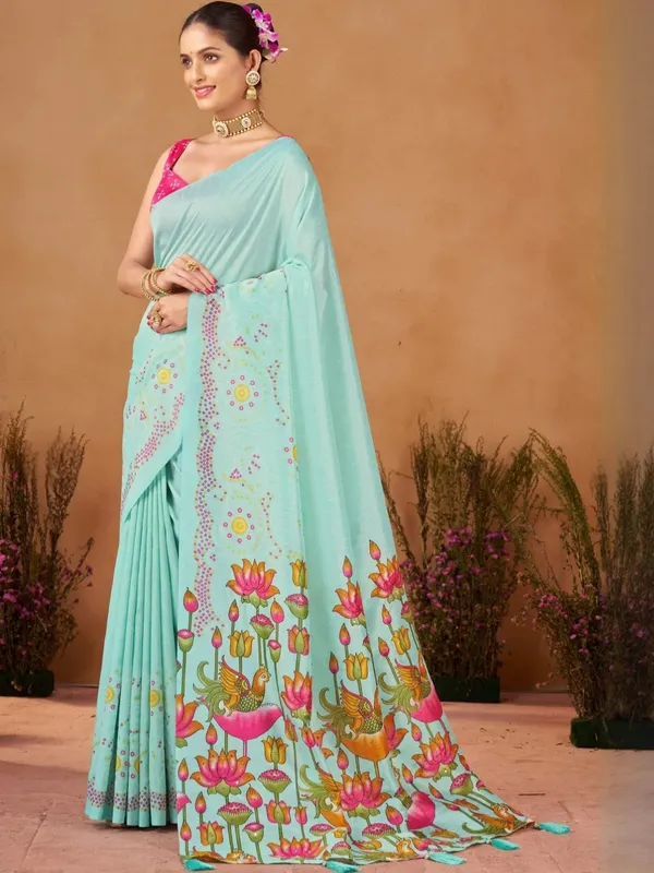 Aqua_Printed_Saree_for_Women