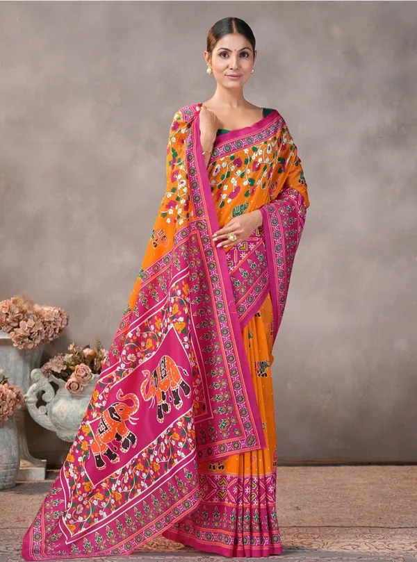Orange_Printed_Saree_for_Women