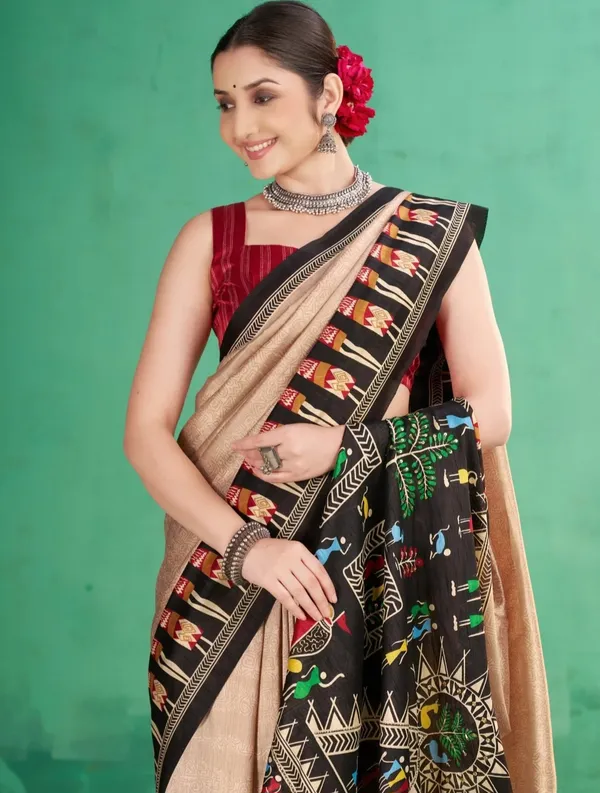 Beige_Printed_Saree_For_Women