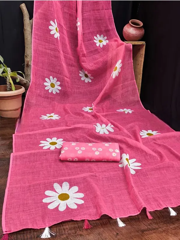 Pink_Floral_Print_Saree_With_Blouse_Piece_for_Women