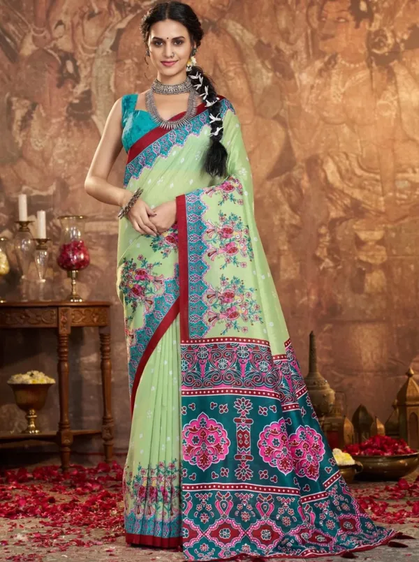 Green_Floral_Printed_Saree_For_Women