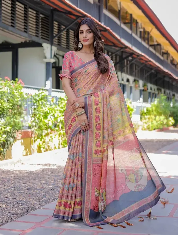 Pink_Multicolor_Printed_Saree_for_Women