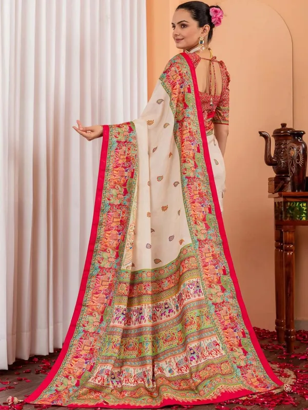Cream_Multicolor_Printed_Saree_For_Women