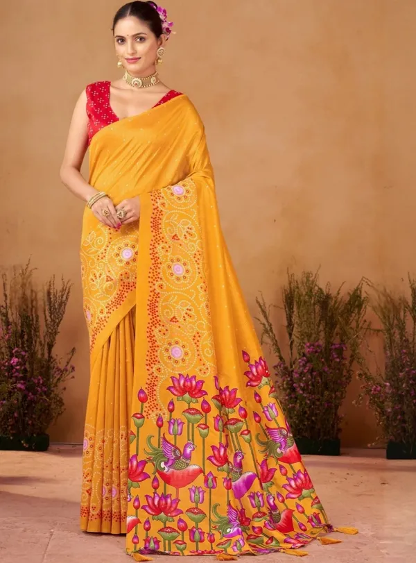 Yellow_Floral_Printed_Saree_For_Women