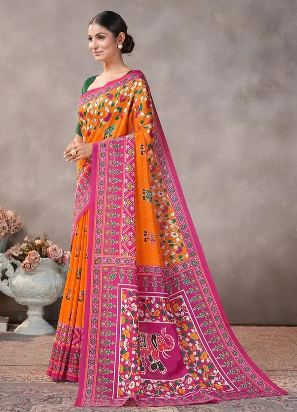Orange_Printed_Saree_for_Women