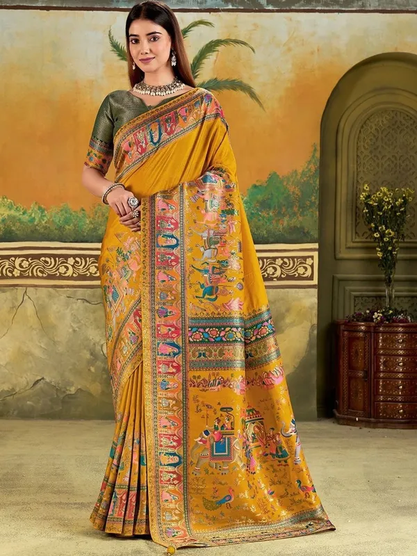 Yellow_Ethnic_Printed_Saree_For_Women