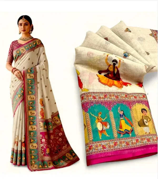 Off_White_Printed_Saree_For_Women